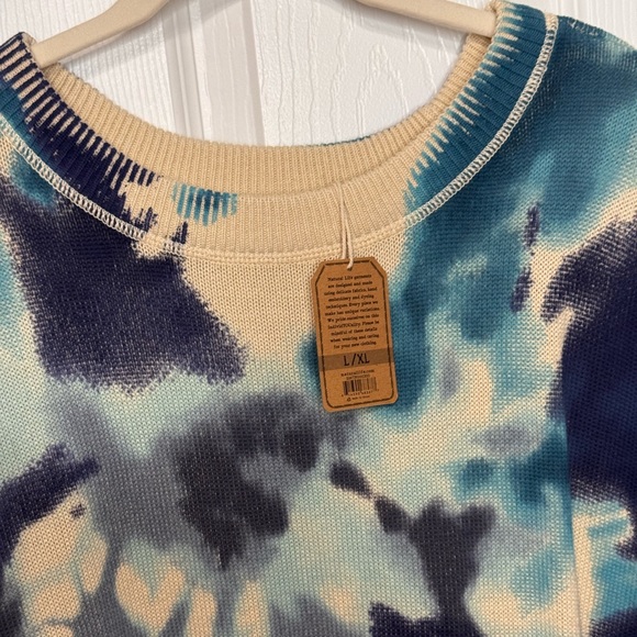 NWT Natural Life Taylor Blue Tie Dye Oversized Sweater Dress 100% cotton - Picture 6 of 10